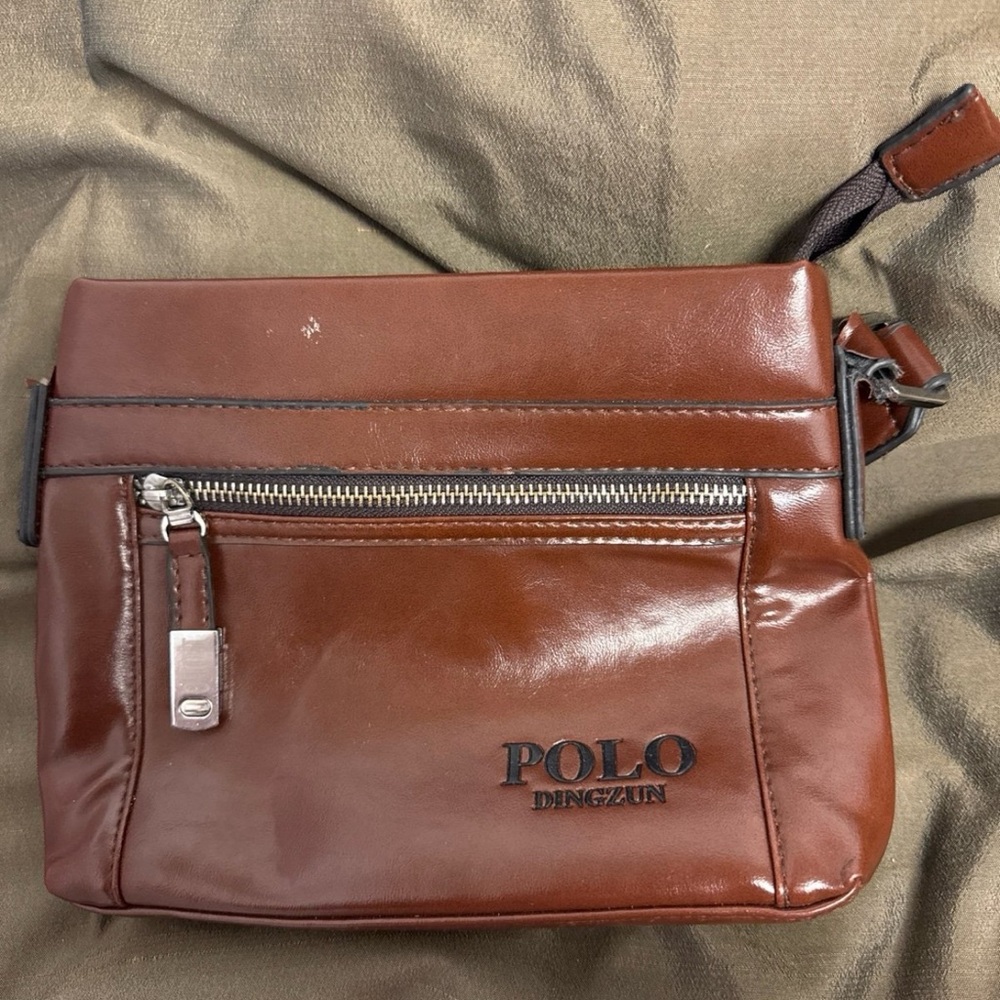 Crossbody POLO Messager Leather Bag Brown Real PURSE BAG